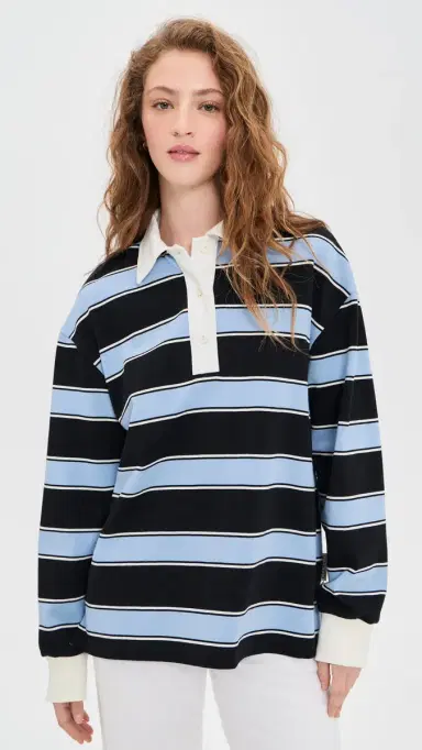 Closed triped Rugby Shirt ky Blue | Thumbnail 2 Closed triped Rugby Shirt ky Blue | Thumbnail 2