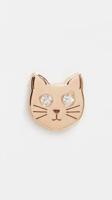 Zoë Chicco 14k Gold Single Itty Bitty Cat with Diamond Eyes Stud Earring Yellow Gold One Size | Thumbnail 2 Zoë Chicco 14k Gold Single Itty Bitty Cat with Diamond Eyes Stud Earring Yellow Gold One Size | Thumbnail 2