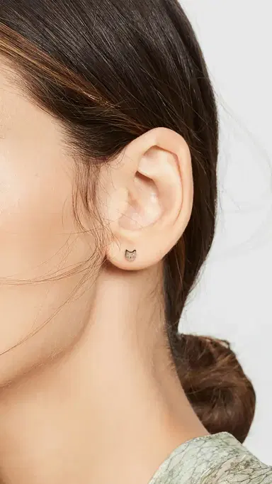 Zoë Chicco 14k Gold Single Itty Bitty Cat with Diamond Eyes Stud Earring Yellow Gold One Size | Thumbnail 3 Zoë Chicco 14k Gold Single Itty Bitty Cat with Diamond Eyes Stud Earring Yellow Gold One Size | Thumbnail 3