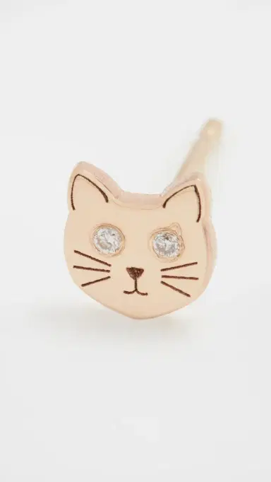 Zoë Chicco 14k Gold Single Itty Bitty Cat with Diamond Eyes Stud Earring Yellow Gold One Size | Thumbnail 4 Zoë Chicco 14k Gold Single Itty Bitty Cat with Diamond Eyes Stud Earring Yellow Gold One Size | Thumbnail 4