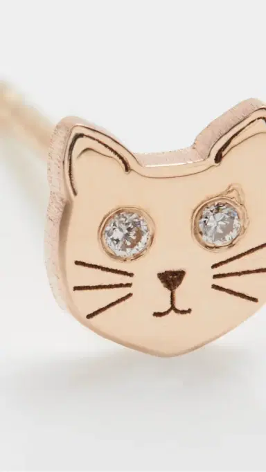 Zoë Chicco 14k Gold Single Itty Bitty Cat with Diamond Eyes Stud Earring Yellow Gold One Size | Thumbnail 5 Zoë Chicco 14k Gold Single Itty Bitty Cat with Diamond Eyes Stud Earring Yellow Gold One Size | Thumbnail 5