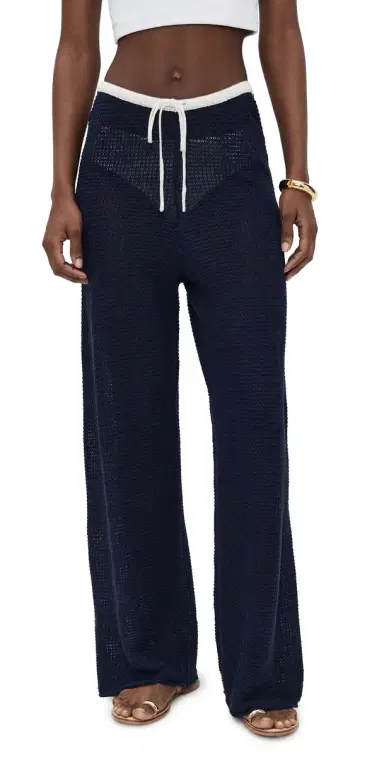 Onia inen Knit Drawstring Pants Noir Navy/Egret | Thumbnail 1 Onia inen Knit Drawstring Pants Noir Navy/Egret | Thumbnail 1