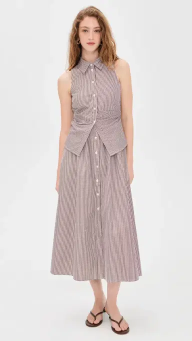 Tanya Taylor Hannah Dress Acorn/Optic White | Thumbnail 2 Tanya Taylor Hannah Dress Acorn/Optic White | Thumbnail 2