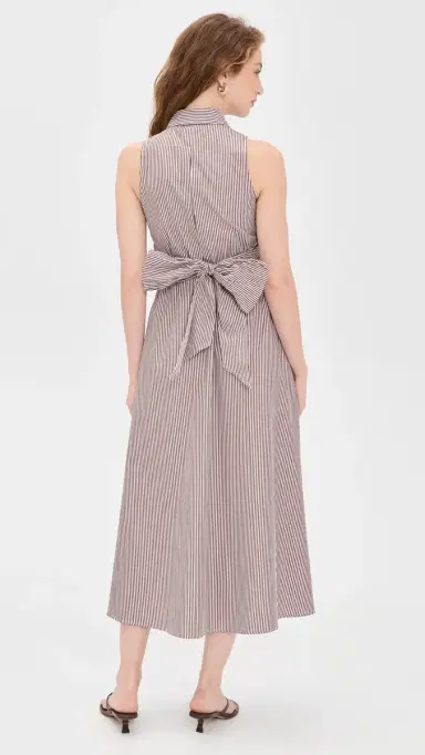 Tanya Taylor Hannah Dress Acorn/Optic White | Thumbnail 3 Tanya Taylor Hannah Dress Acorn/Optic White | Thumbnail 3