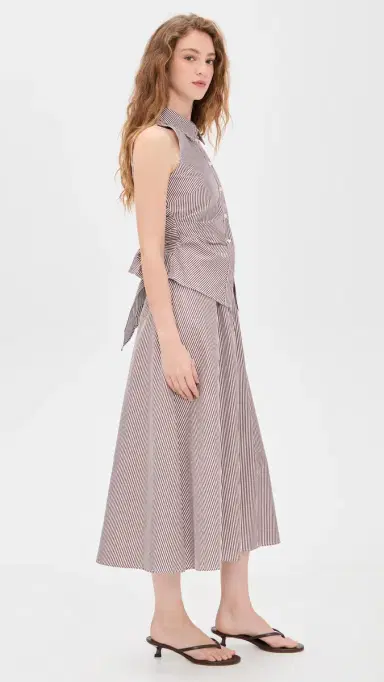 Tanya Taylor Hannah Dress Acorn/Optic White | Thumbnail 4 Tanya Taylor Hannah Dress Acorn/Optic White | Thumbnail 4