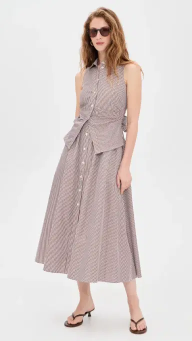 Tanya Taylor Hannah Dress Acorn/Optic White | Thumbnail 5 Tanya Taylor Hannah Dress Acorn/Optic White | Thumbnail 5