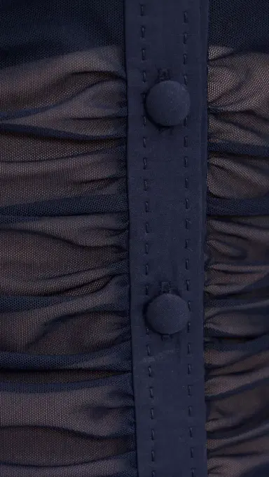 L'AGENCE Isola ong Sleeve Mesh Button Down Midnight | Thumbnail 6 L'AGENCE Isola ong Sleeve Mesh Button Down Midnight | Thumbnail 6