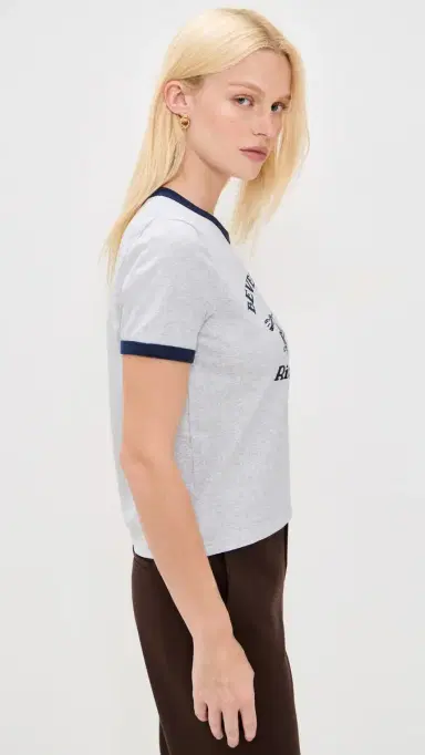 Sporty & Rich RH Riding Club Ringer Tee Heather Grey/Dark Navy | Thumbnail 4 Sporty & Rich RH Riding Club Ringer Tee Heather Grey/Dark Navy | Thumbnail 4