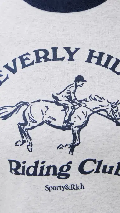 Sporty & Rich RH Riding Club Ringer Tee Heather Grey/Dark Navy | Thumbnail 6 Sporty & Rich RH Riding Club Ringer Tee Heather Grey/Dark Navy | Thumbnail 6