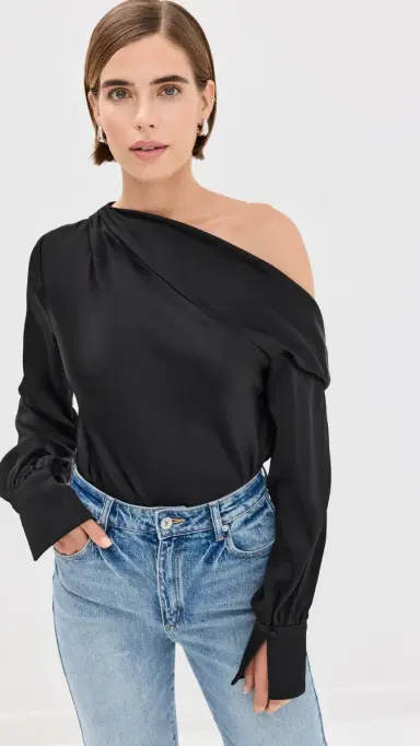SIMKHAI Alice One Shoulder Top Black | Thumbnail 2 SIMKHAI Alice One Shoulder Top Black | Thumbnail 2