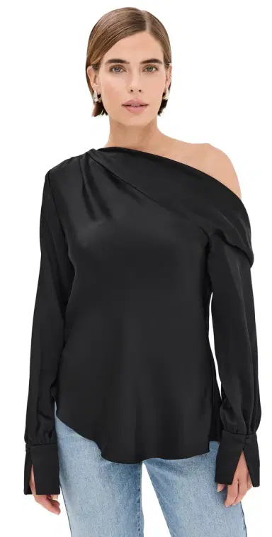 SIMKHAI Alice One Shoulder Top Black | Thumbnail 1 SIMKHAI Alice One Shoulder Top Black | Thumbnail 1
