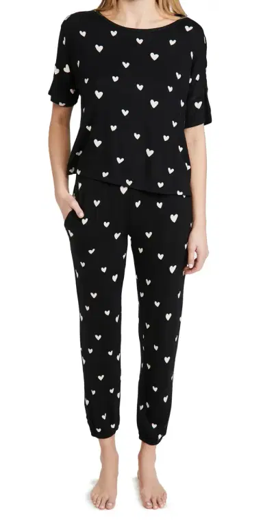 HONEYDEW Sun Lover Lounge Set Black Hearts | Thumbnail 1 HONEYDEW Sun Lover Lounge Set Black Hearts | Thumbnail 1