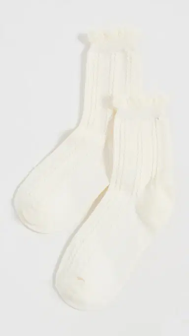 Stems Pointelle Crew Socks White One Size | Thumbnail 2 Stems Pointelle Crew Socks White One Size | Thumbnail 2