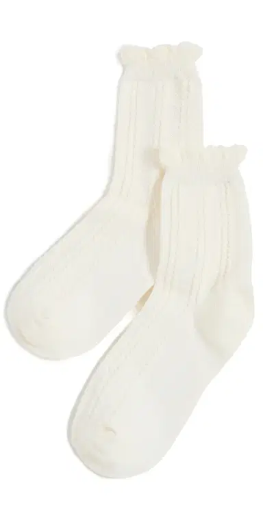 Stems Pointelle Crew Socks White One Size | Thumbnail 1 Stems Pointelle Crew Socks White One Size | Thumbnail 1