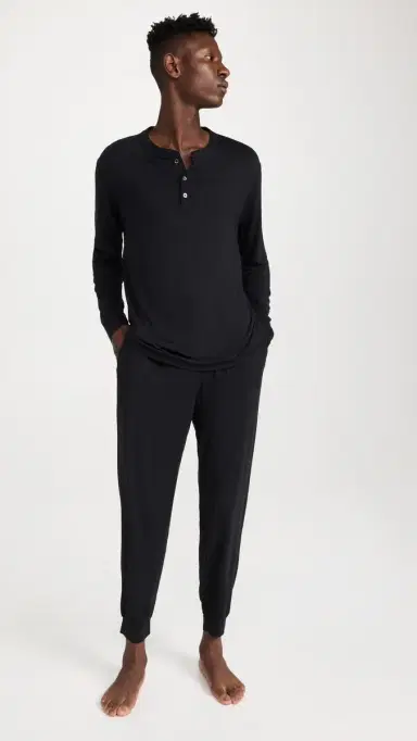 Eberjey Henry Modal Long Pajamas et Black | Thumbnail 2 Eberjey Henry Modal Long Pajamas et Black | Thumbnail 2