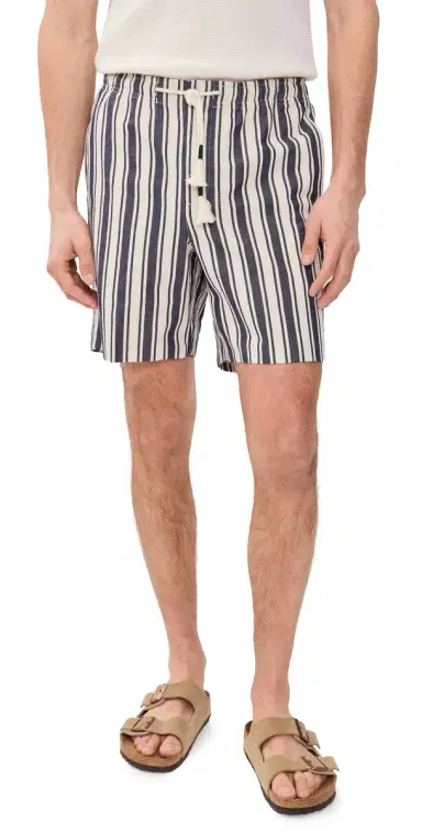 Orlebar Brown Canvas Stripe Alex Shorts 7 Shore Blue/Chai | Thumbnail 1 Orlebar Brown Canvas Stripe Alex Shorts 7 Shore Blue/Chai | Thumbnail 1
