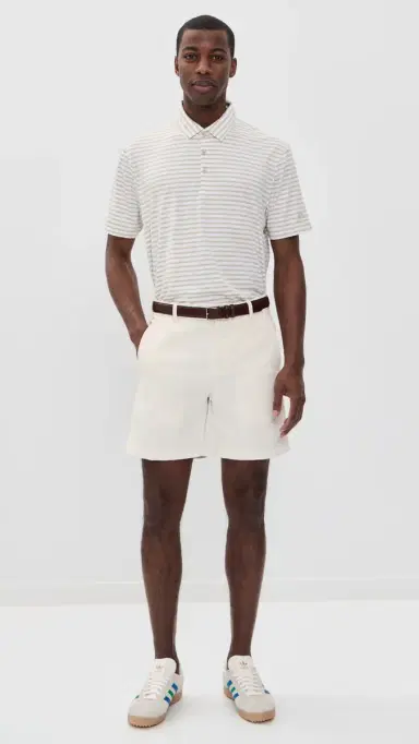 Adidas Golf Ultimate365 tripe Polo Shirt White/Wonder Alumina | Thumbnail 5 Adidas Golf Ultimate365 tripe Polo Shirt White/Wonder Alumina | Thumbnail 5