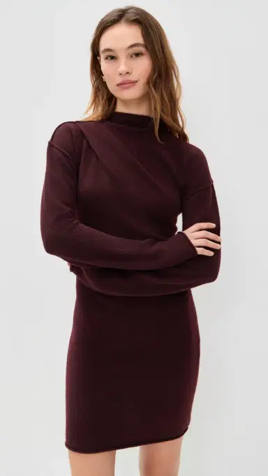 Helmut Lang Slouchy Plush Dress Burgundy | Thumbnail 2 Helmut Lang Slouchy Plush Dress Burgundy | Thumbnail 2