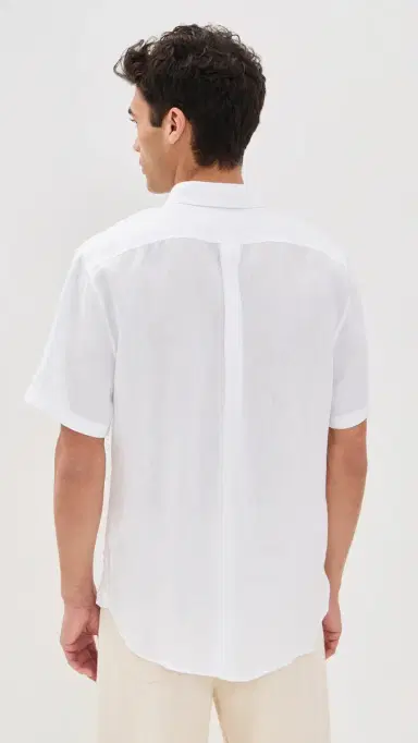 Vince Linen Short Sleeve Shirt Optic White | Thumbnail 3 Vince Linen Short Sleeve Shirt Optic White | Thumbnail 3