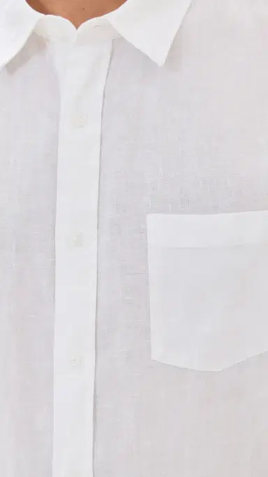 Vince Linen Short Sleeve Shirt Optic White | Thumbnail 6 Vince Linen Short Sleeve Shirt Optic White | Thumbnail 6