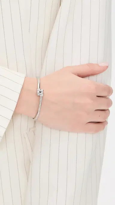 Jenny Bird Slim Woven Square Bangle Platinum L | Thumbnail 3 Jenny Bird Slim Woven Square Bangle Platinum L | Thumbnail 3