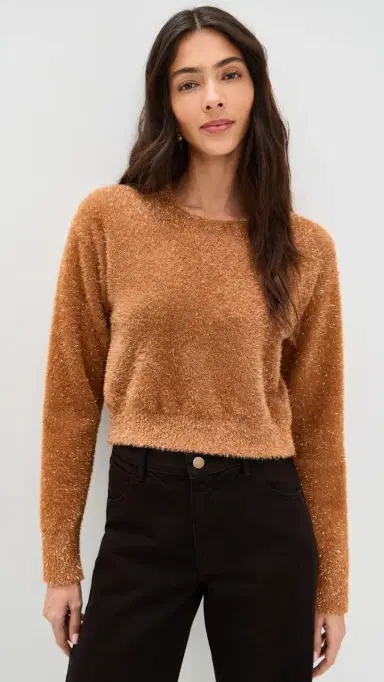 LE BOP Tinsel Cropped Sweater Toffee | Thumbnail 2 LE BOP Tinsel Cropped Sweater Toffee | Thumbnail 2