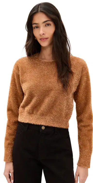 LE BOP Tinsel Cropped Sweater Toffee | Thumbnail 1 LE BOP Tinsel Cropped Sweater Toffee | Thumbnail 1