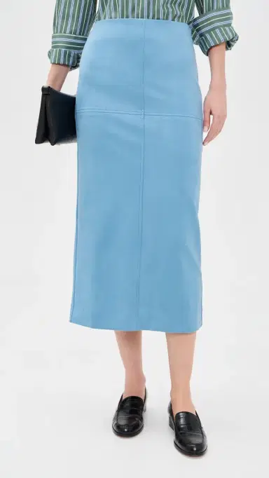 English Factory Faux Suede Midi Skirt late Blue | Thumbnail 2 English Factory Faux Suede Midi Skirt late Blue | Thumbnail 2