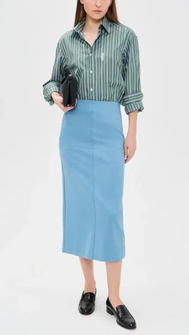 English Factory Faux Suede Midi Skirt late Blue | Thumbnail 5 English Factory Faux Suede Midi Skirt late Blue | Thumbnail 5