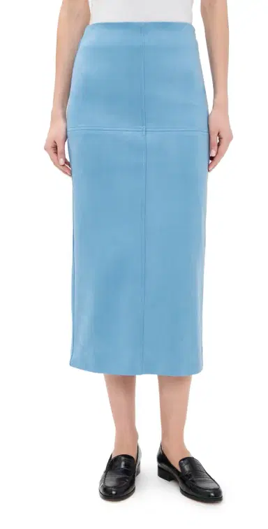 English Factory Faux Suede Midi Skirt late Blue | Thumbnail 1 English Factory Faux Suede Midi Skirt late Blue | Thumbnail 1