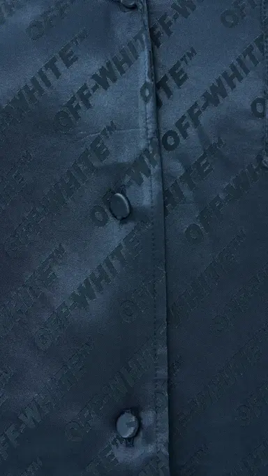 Off-White Jacquard Off Satin Pajama Shirt Blue Iris | Thumbnail 6 Off-White Jacquard Off Satin Pajama Shirt Blue Iris | Thumbnail 6