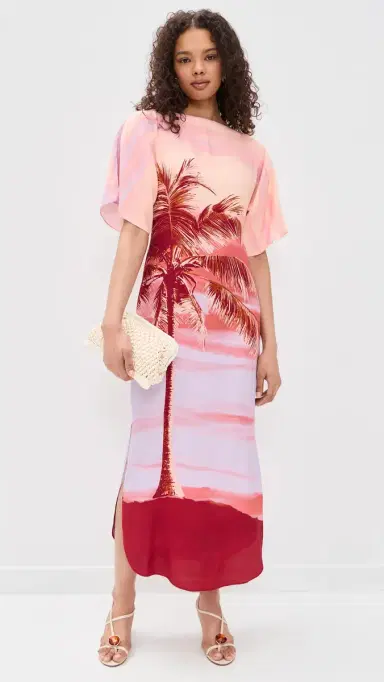 Hemant & Nandita Boat Neck Long Dress Multi | Thumbnail 2 Hemant & Nandita Boat Neck Long Dress Multi | Thumbnail 2