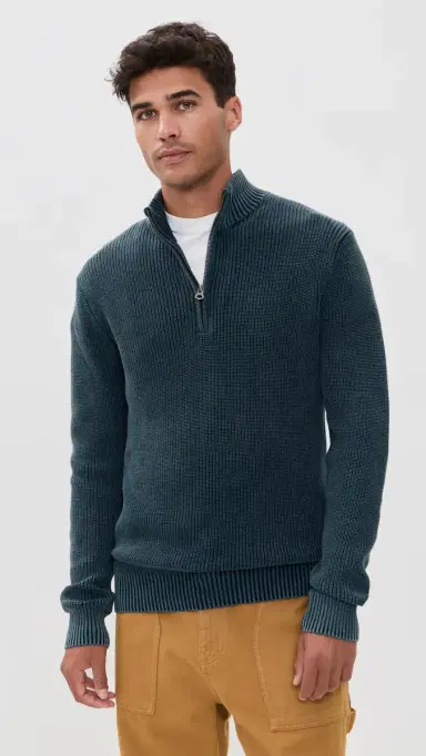 Faherty Sunwashed Quarter Zip Sweater Blue Nights | Thumbnail 2 Faherty Sunwashed Quarter Zip Sweater Blue Nights | Thumbnail 2