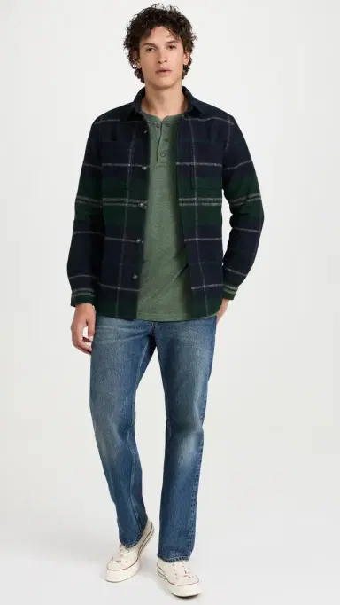 Faherty Cloud Long Sleeve Henley Deep Fern Heather | Thumbnail 5 Faherty Cloud Long Sleeve Henley Deep Fern Heather | Thumbnail 5