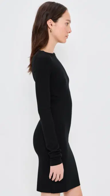 Éterne Long Sleeve Boat Neck Mini Dress Black | Thumbnail 4 Éterne Long Sleeve Boat Neck Mini Dress Black | Thumbnail 4