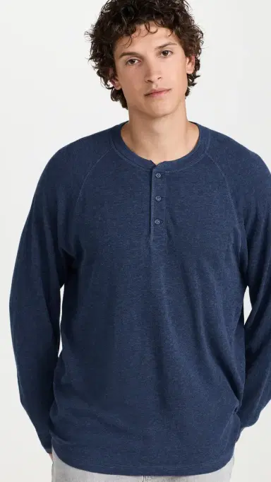 Faherty Cloud Long Sleeve Henley Navy Heather XL | Thumbnail 2 Faherty Cloud Long Sleeve Henley Navy Heather XL | Thumbnail 2