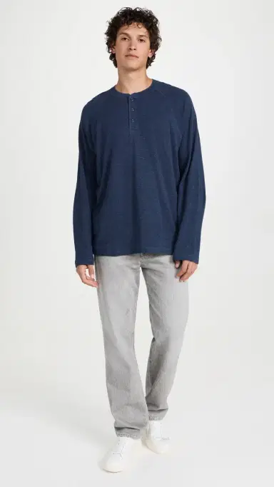 Faherty Cloud Long Sleeve Henley Navy Heather XL | Thumbnail 5 Faherty Cloud Long Sleeve Henley Navy Heather XL | Thumbnail 5