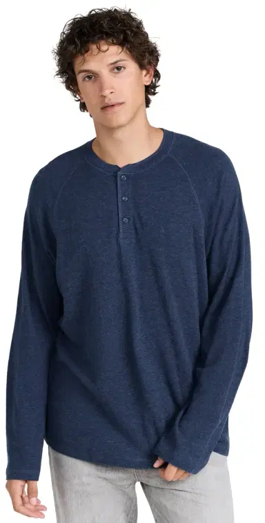 Faherty Cloud Long Sleeve Henley Navy Heather XL | Thumbnail 1 Faherty Cloud Long Sleeve Henley Navy Heather XL | Thumbnail 1