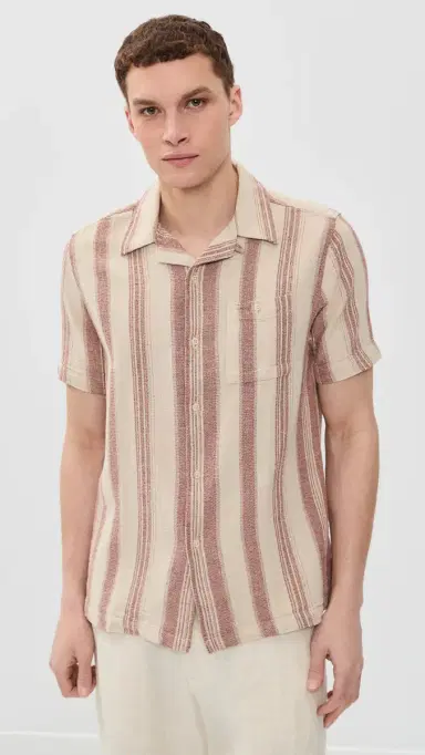 Far Afield Dobby tripe elleck Shirt and/Red | Thumbnail 2 Far Afield Dobby tripe elleck Shirt and/Red | Thumbnail 2