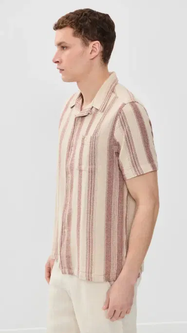 Far Afield Dobby tripe elleck Shirt and/Red | Thumbnail 4 Far Afield Dobby tripe elleck Shirt and/Red | Thumbnail 4