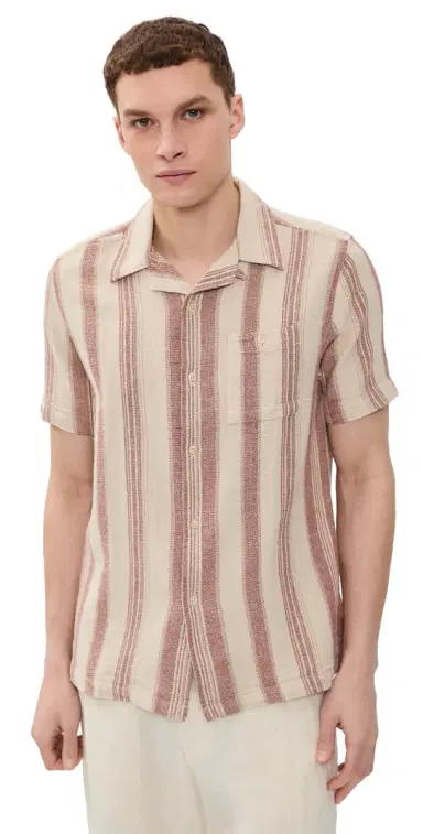 Far Afield Dobby tripe elleck Shirt and/Red | Thumbnail 1 Far Afield Dobby tripe elleck Shirt and/Red | Thumbnail 1