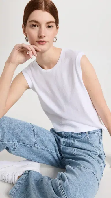 AMO Sleeveless Babe Tee White | Thumbnail 2 AMO Sleeveless Babe Tee White | Thumbnail 2