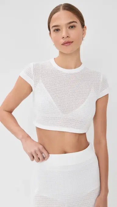 SIMKHAI Lidie Short Sleeve Top White | Thumbnail 2 SIMKHAI Lidie Short Sleeve Top White | Thumbnail 2
