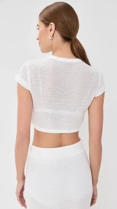 SIMKHAI Lidie Short Sleeve Top White | Thumbnail 3 SIMKHAI Lidie Short Sleeve Top White | Thumbnail 3