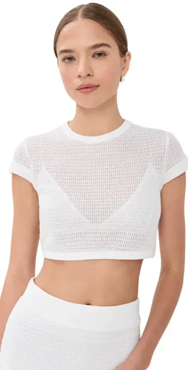 SIMKHAI Lidie Short Sleeve Top White | Thumbnail 1 SIMKHAI Lidie Short Sleeve Top White | Thumbnail 1