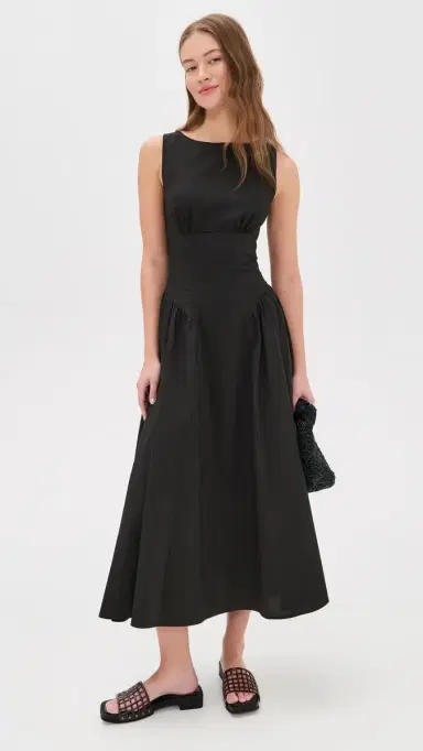 Staud Gwen Midi Dress Black | Thumbnail 2 Staud Gwen Midi Dress Black | Thumbnail 2