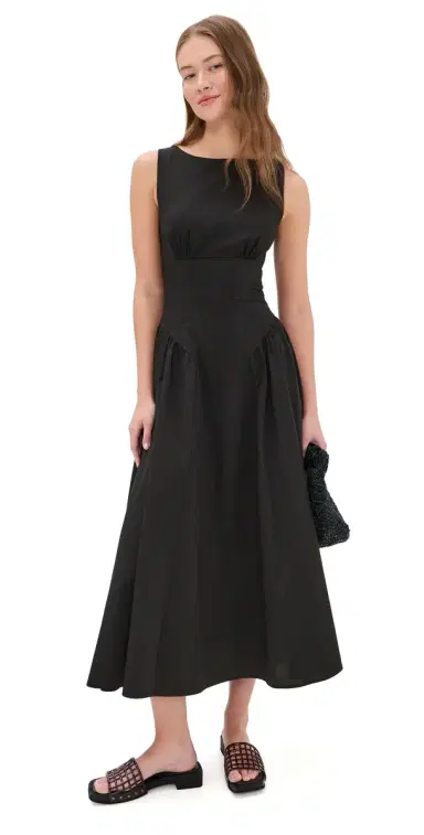 Staud Gwen Midi Dress Black | Thumbnail 1 Staud Gwen Midi Dress Black | Thumbnail 1