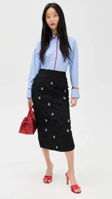 ESSENTIEL ANTWERP Jourget Lace Pencil Skirt Black | Thumbnail 5 ESSENTIEL ANTWERP Jourget Lace Pencil Skirt Black | Thumbnail 5