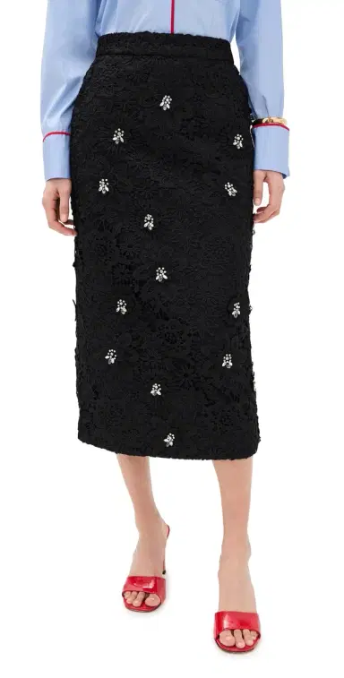 ESSENTIEL ANTWERP Jourget Lace Pencil Skirt Black | Thumbnail 1 ESSENTIEL ANTWERP Jourget Lace Pencil Skirt Black | Thumbnail 1