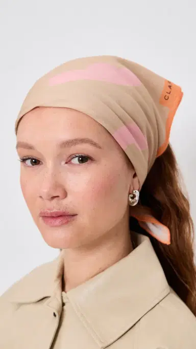 Clare V. Bandana Scarf Khaki with Pink One Size | Thumbnail 3 Clare V. Bandana Scarf Khaki with Pink One Size | Thumbnail 3